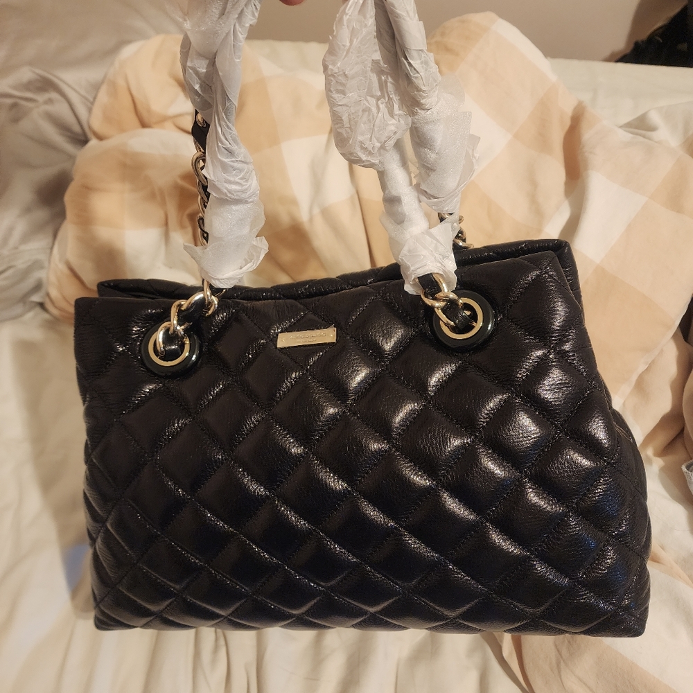 NEW KATE SPADE New York Gold Coast Maryanne black quilted leather tote